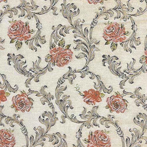 Vintage Floral Scroll Design Premium Chenille Jacquard Fabric for