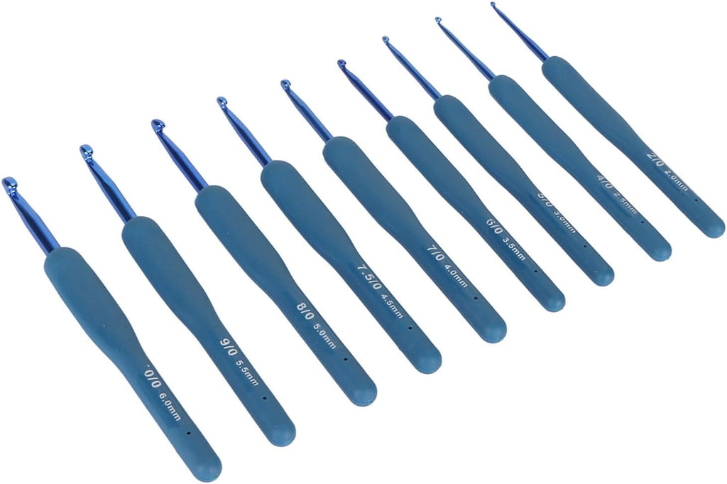 Fdit Soft Grip Crochet Hooks Set, 9 Sizes Aluminum Silicone