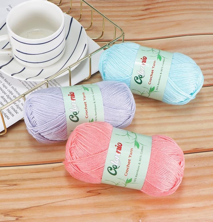 8 Skeins Crochet Knitting Yarn 70% Rayon derived from Bamboo, 30%