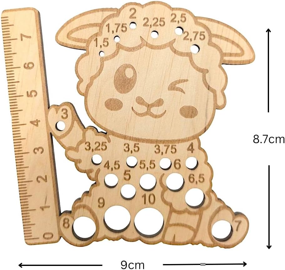 Birch Wood Sheep-Shaped Knitting Needle Gauge – Adorable Needle Sizer