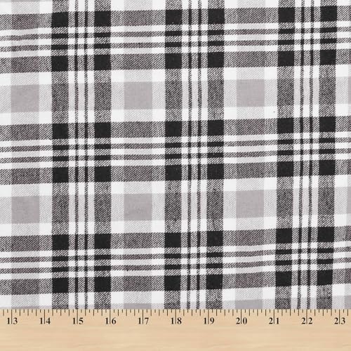 Flannel Brushed Tartan Plaid Fabric Geometric Hypoallergenic Cotton