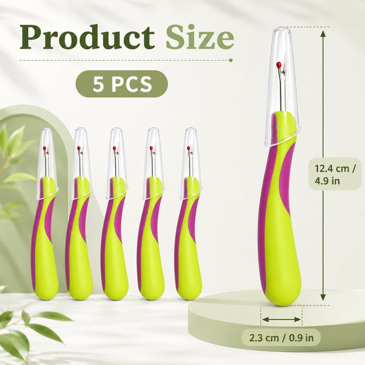 5-Piece Stitch Remover Tool,Seam Cutter for Sewing Kit with Green
