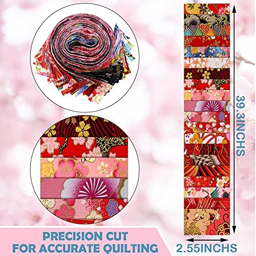 Tegeme 40 Pcs Japanese Jelly Fabric Strips for Quilting 2.55"