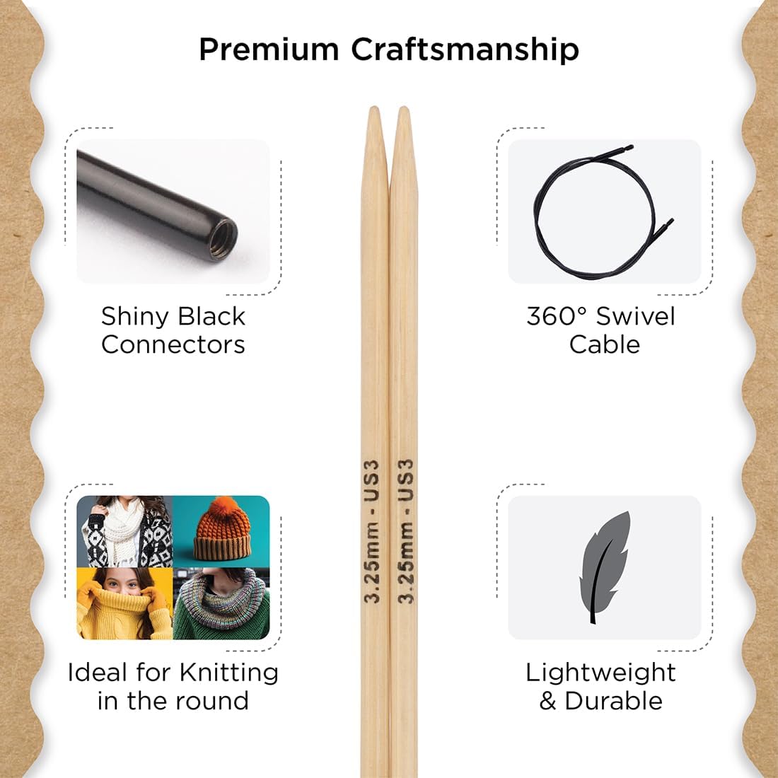 Knitter’s Pride Bamboo Luxe Interchangeable Needle 5”(13cm) - US
