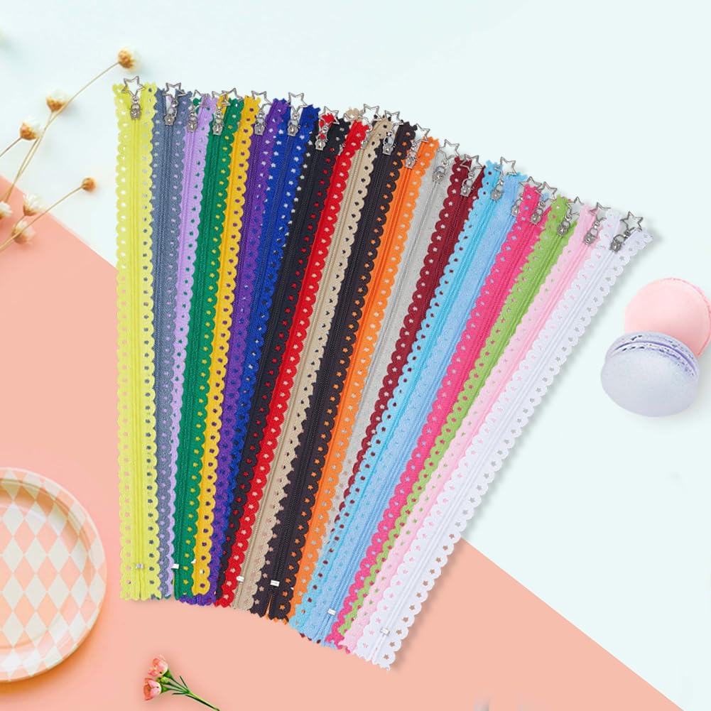 CABODYALS 20Pcs Assorted Color Zippers Nylon Invisible Colorful Mixed