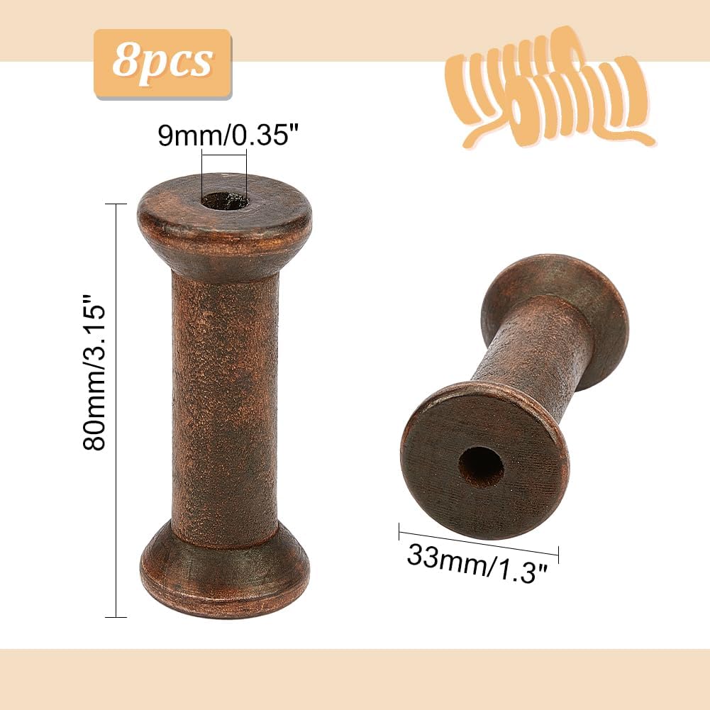 PH PandaHall 8pcs Wooden Empty Spools 3.1 inch Sewing Bobbins Wood