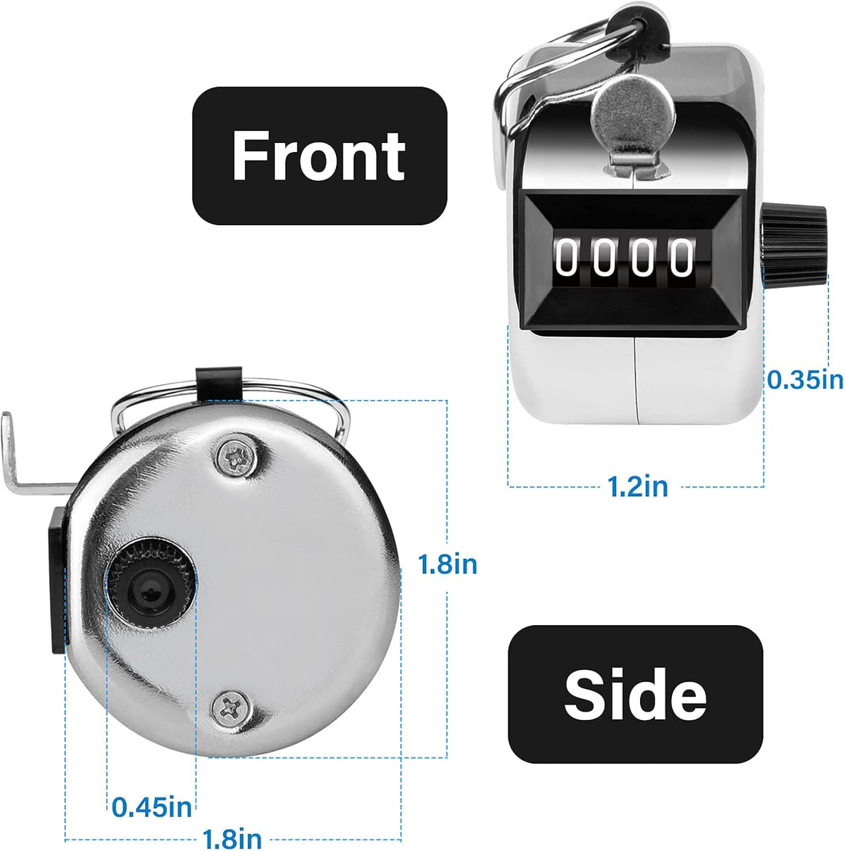 Tally Counter, 4-Digit Clicker Counter, Metal Hand Tally Counters