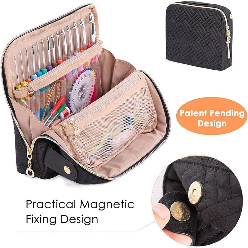 Elfzone Empty Crochet Hook Case Organizer Stand Up Bag 15mm Needles