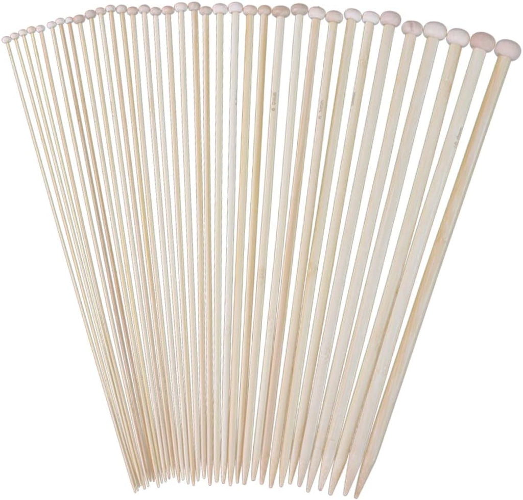 36 Piece Single Pointed Knitting Needles for Beginners, Khaki Plastic