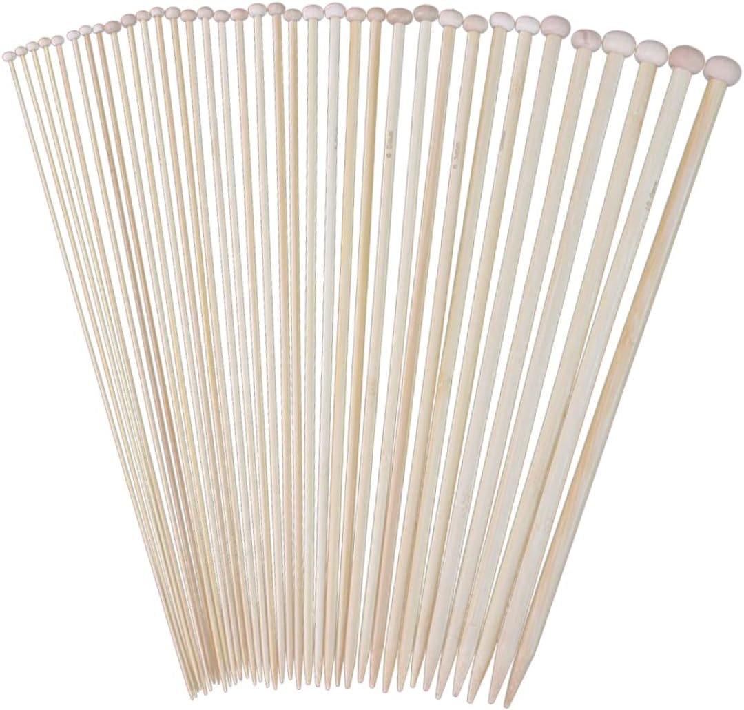 36 Piece Single Pointed Knitting Needles for Beginners, Khaki Plastic