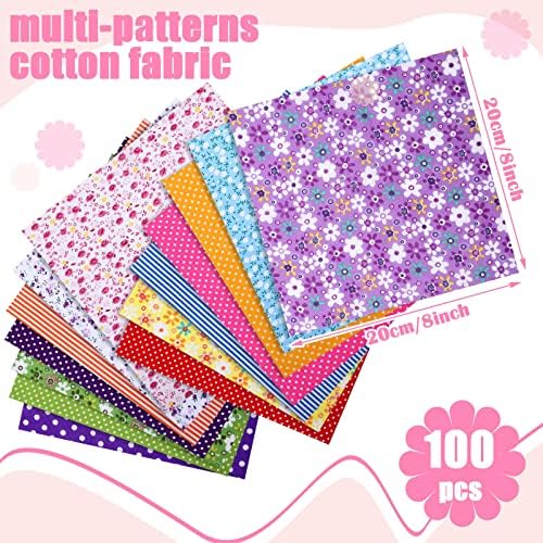 Tudomro 100 Pack Fabric Squares, 8 x 8 Inch