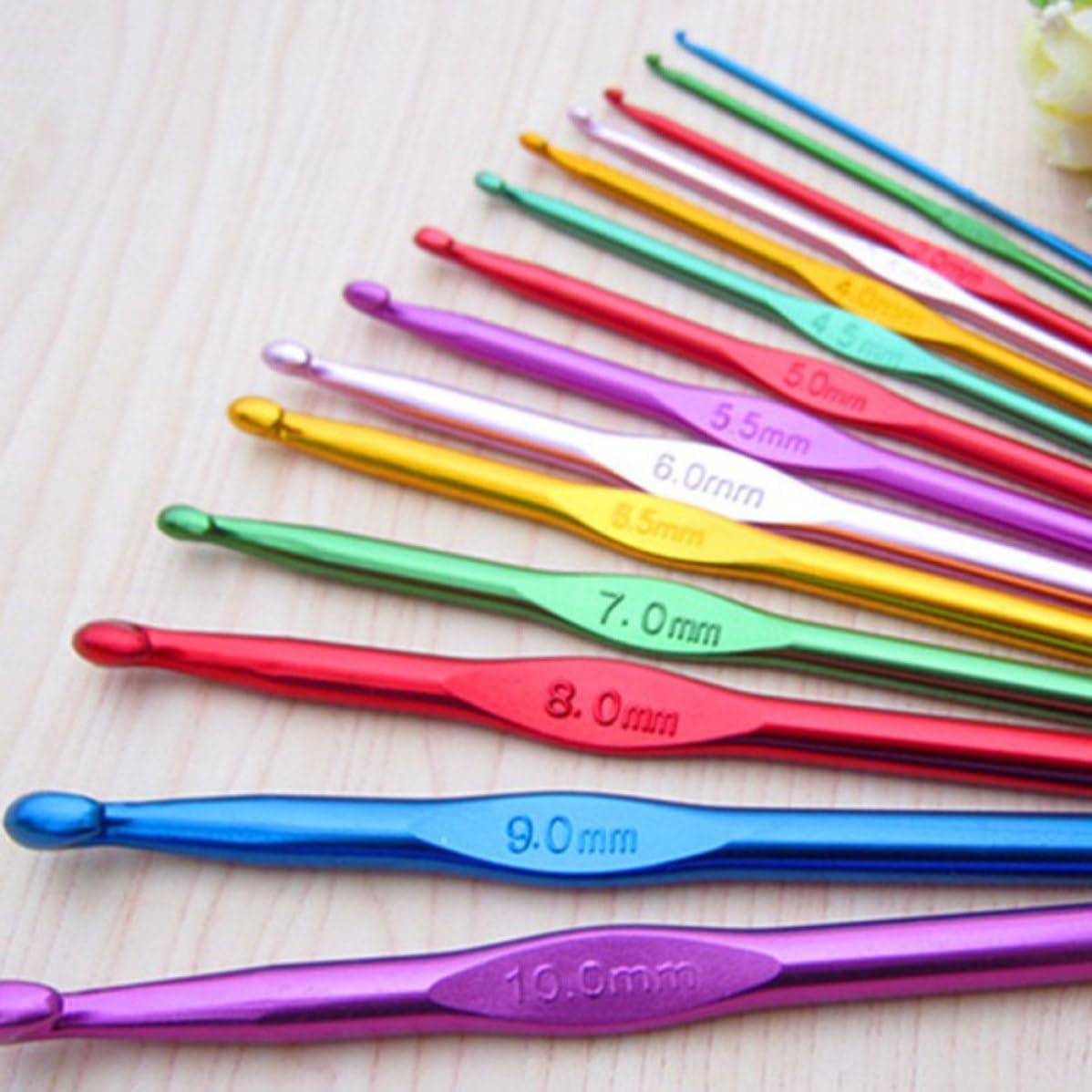 Colorful Aluminum Crochet Hooks Set, Ergonomic Multiple Sizes