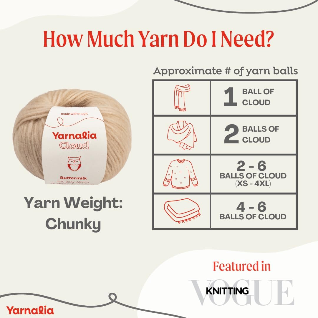Cloud Chunky Blend Yarn 2-Pack, Super-Soft Baby Alpaca & Merino Fiber