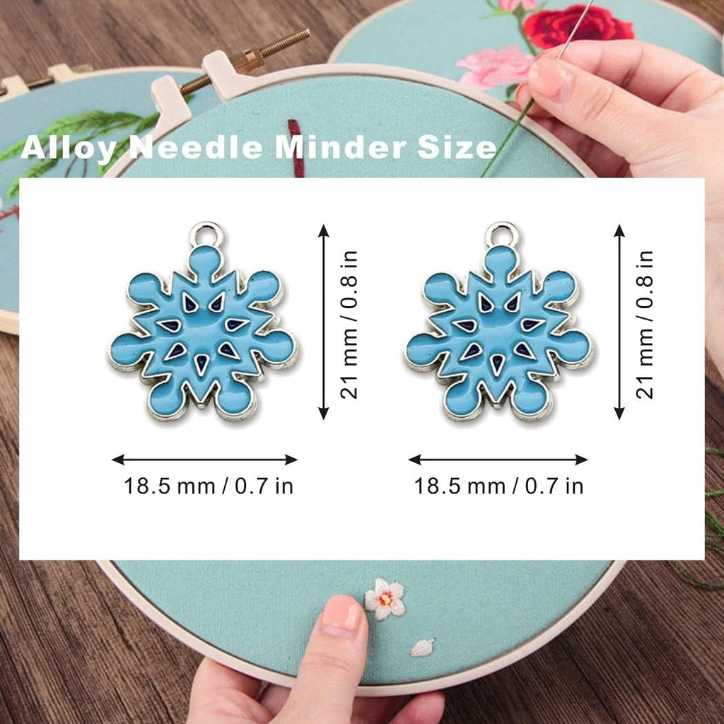Blue Snowflakes Needle Minder for Embroidery, Magnetic Pin Holder for