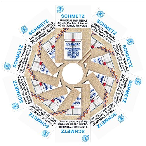 10 Schmetz Twin Universal Sewing Machine Needles - Size 80/12 2.0 mm
