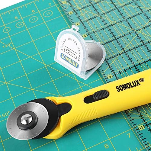 SOMOLUX 45mm Rotary Cutter with 45mm 5 Pcs Replace blades for Quilting