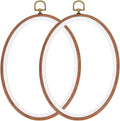 2Pcs 10 Inch Oval Embroidery Hoop Frame Plastic Imitation Wood with