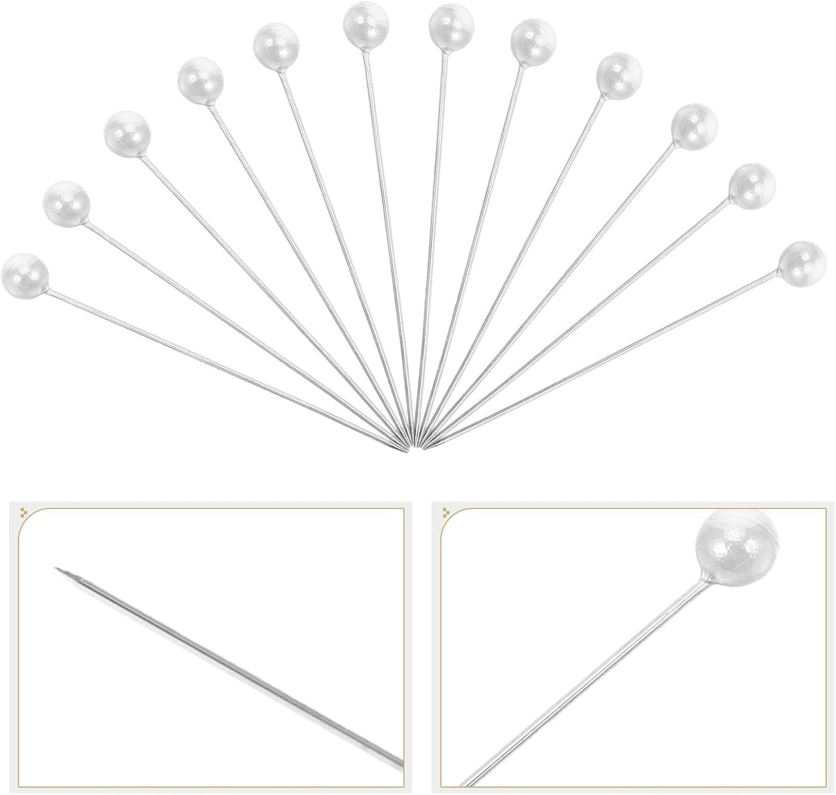 20 Boxes White Pearl Head Sewing Pins, Straight Craft Needles