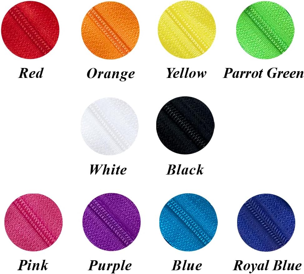 KGS Nylon Zippers for Sewing Crafts | 10 Assorted Colors | Rainbow