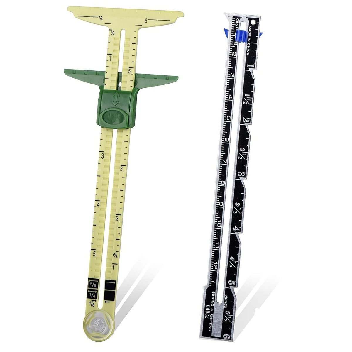 2 Pieces Sliding Gauge Measuring Sewing Tool, 5-in-1 Sliding Gauge