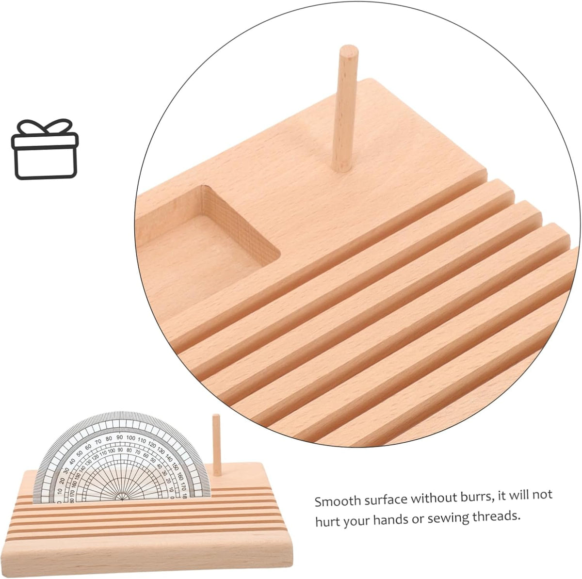 Wooden Spool Ruler Holder for Quilting and Crafting Stable Base