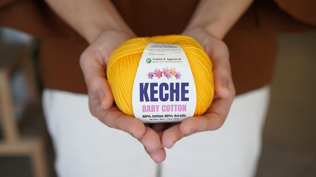 Keche Baby Cotton, 60% Cotton 40% Acrylic Yarn, Soft Cotton Yarn for