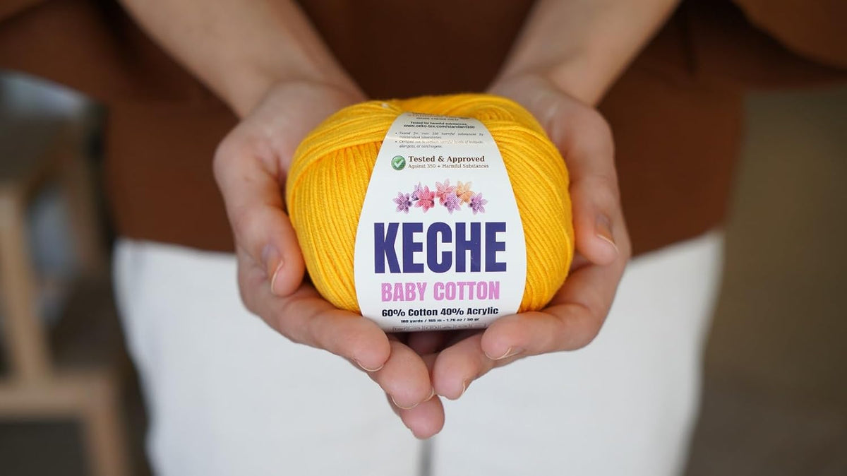 Keche Baby Cotton, 60% Cotton 40% Acrylic Yarn, Soft Cotton Yarn for