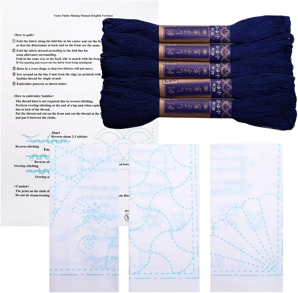 Sashiko kit, Yokota Sashiko Thread and Template Yume Fukin with