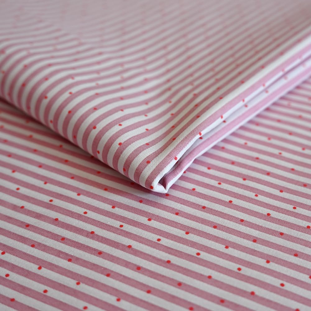 Cotton Fabric by The Yard for Sewing, Quilting, DIY Craft,Pink Striped