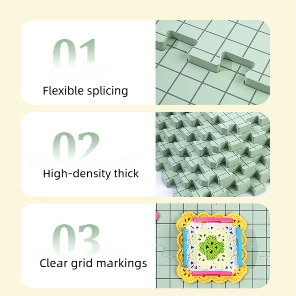 Positioning Foam Splicing Board,9 Pieces 12x12Inch Knitting Blocking