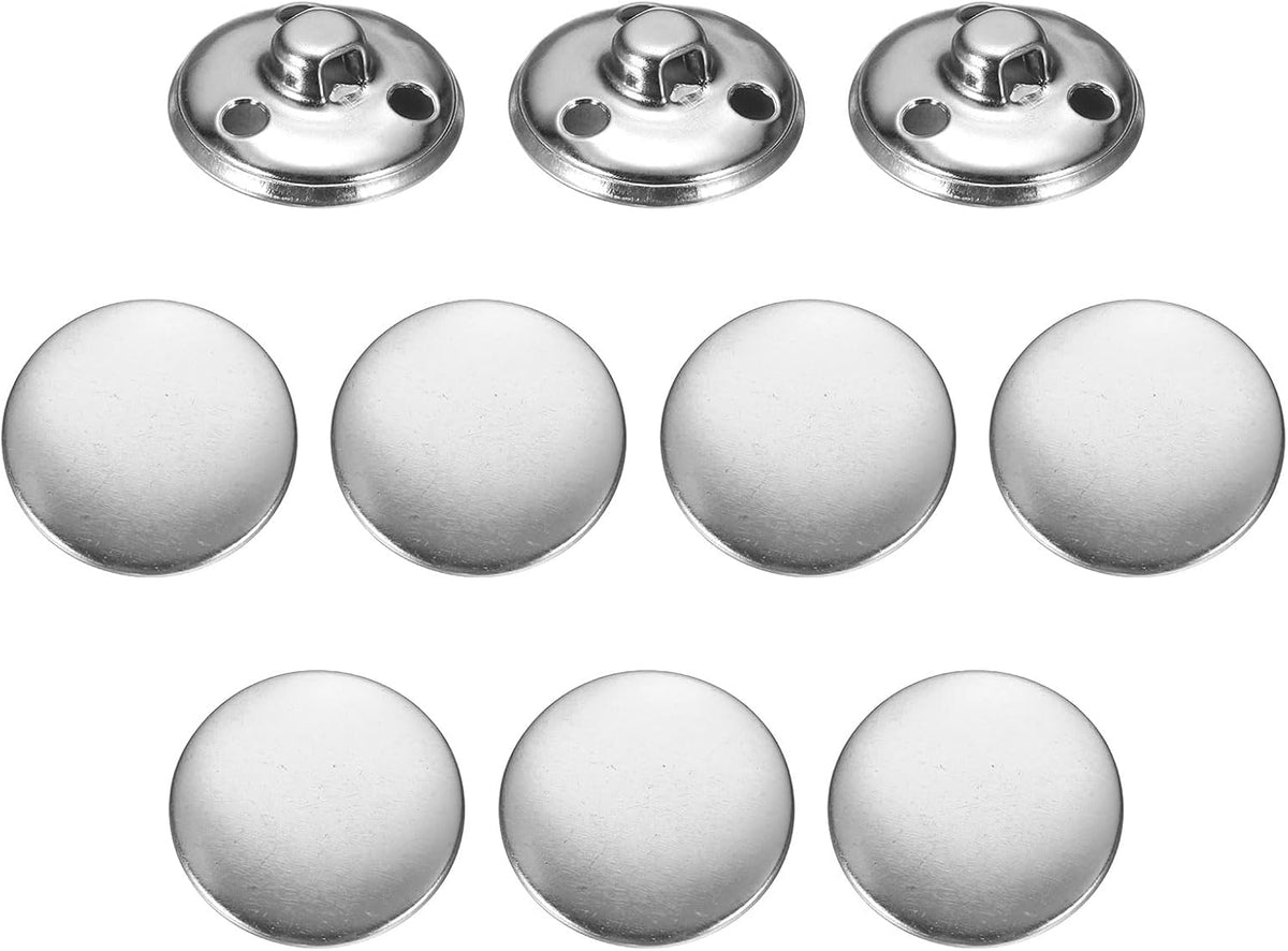 HARFINGTON Metal Antiqued Button 20mm 10pcs, Silver