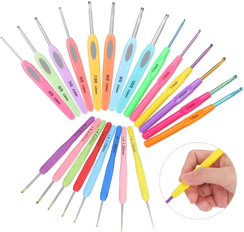 ZhangFacai Crochet Hooks Set, 22 Pieces Aluminum Hook with Plastic