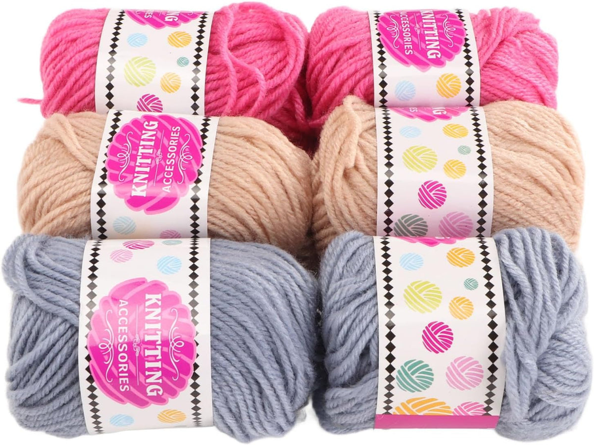 6Pcs Crochet Knitting Yarn, Soft Bright Multi Purpose Yarn for