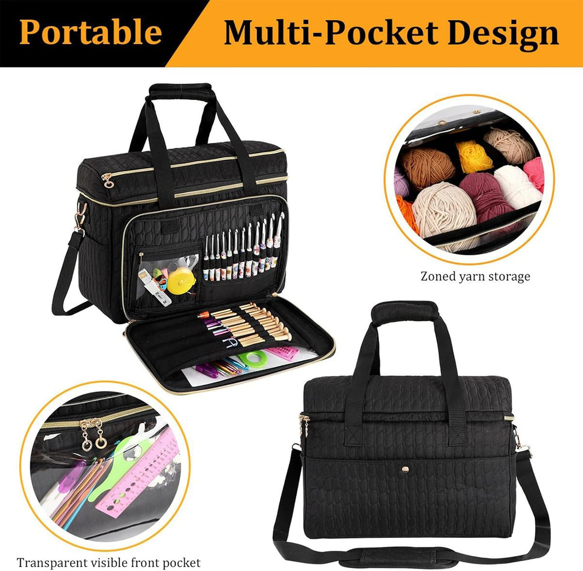 Yarn Storage Bag Compartmented Large Capacity Organizer