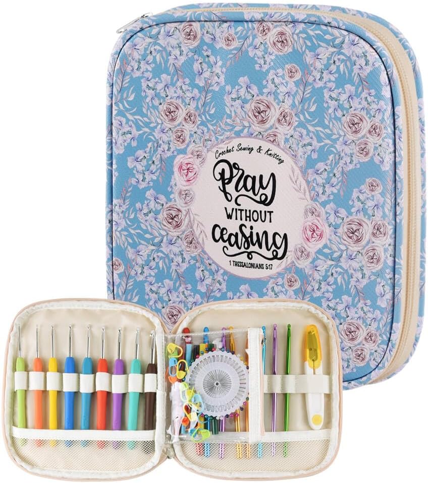 Crochet Hook Case,Portable Zipper Storage Organizer Bag for Crochet