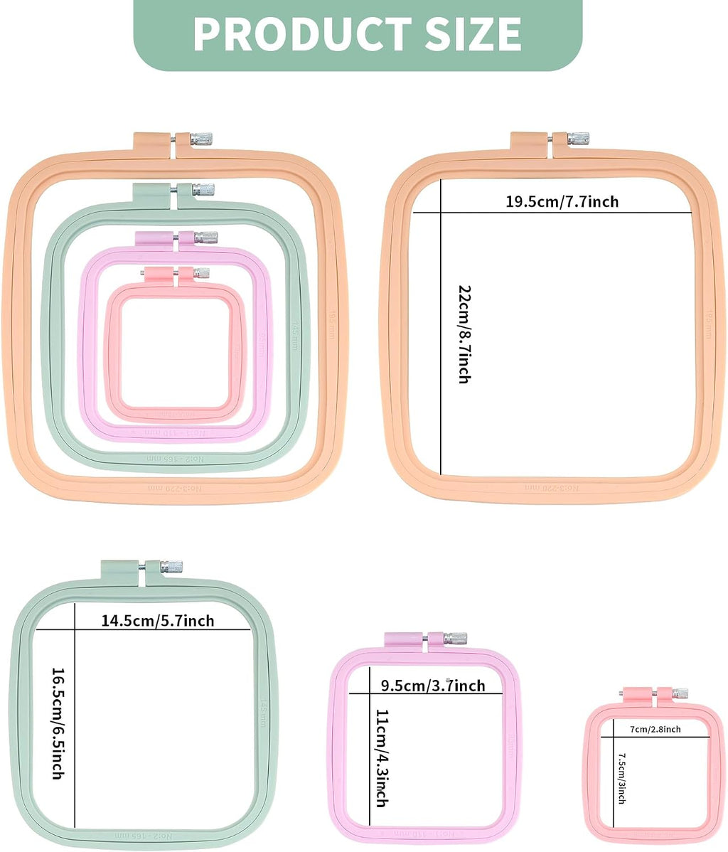 FARQAN Square Embroidery Hoops; 4PCS - 3", 4.3", 6.5", 8.7"