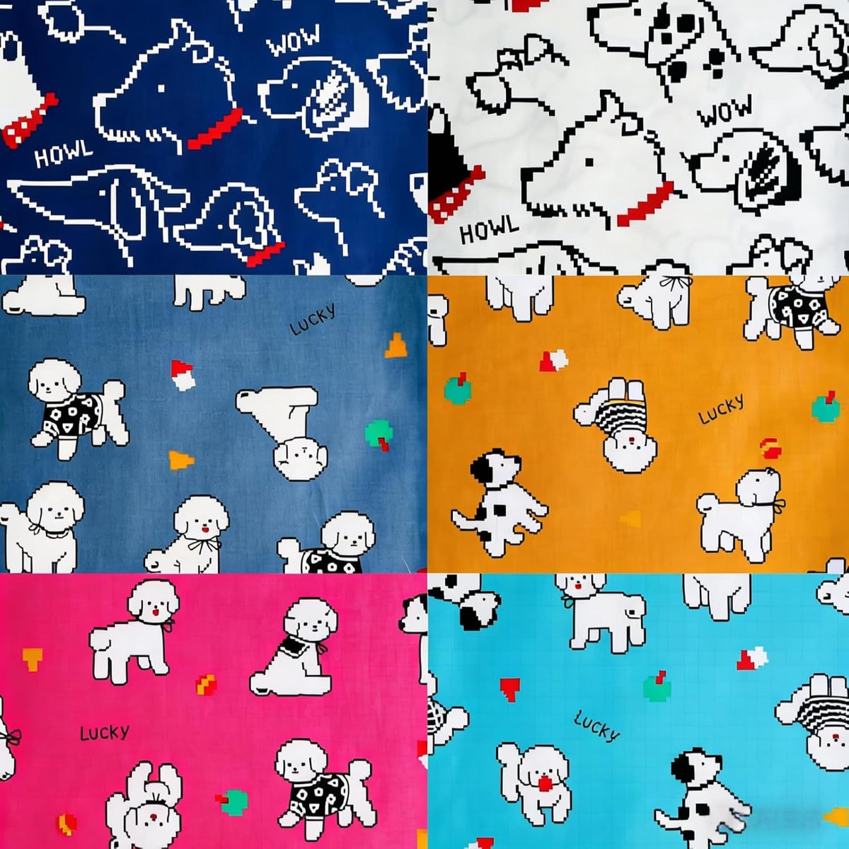 42pcs 5 Inch Dog Print Fabric Squares 100% Cotton Precut Quilting