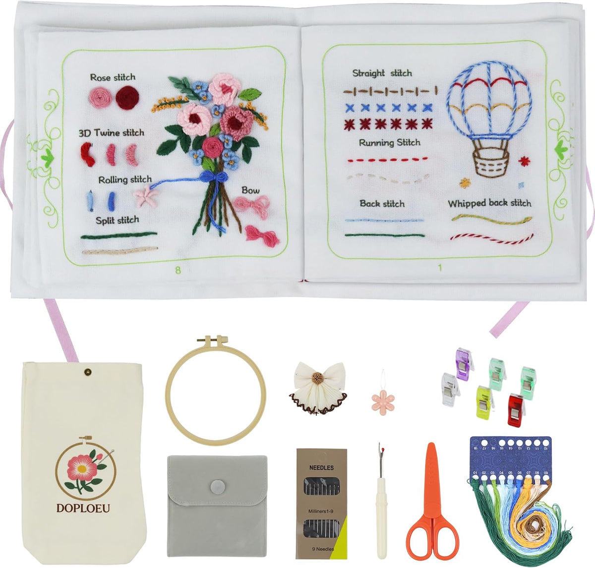 Embroidery Stitch Book Kit for Beginners & Adults,33 Essential