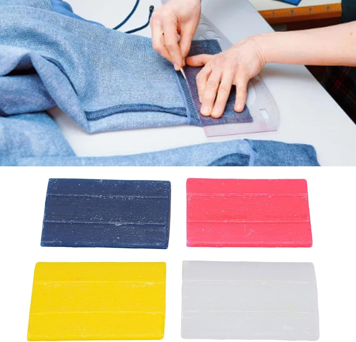 Tailors Chalk, Wax Fabric Marker 50 Sheets 4 Colors Washable for
