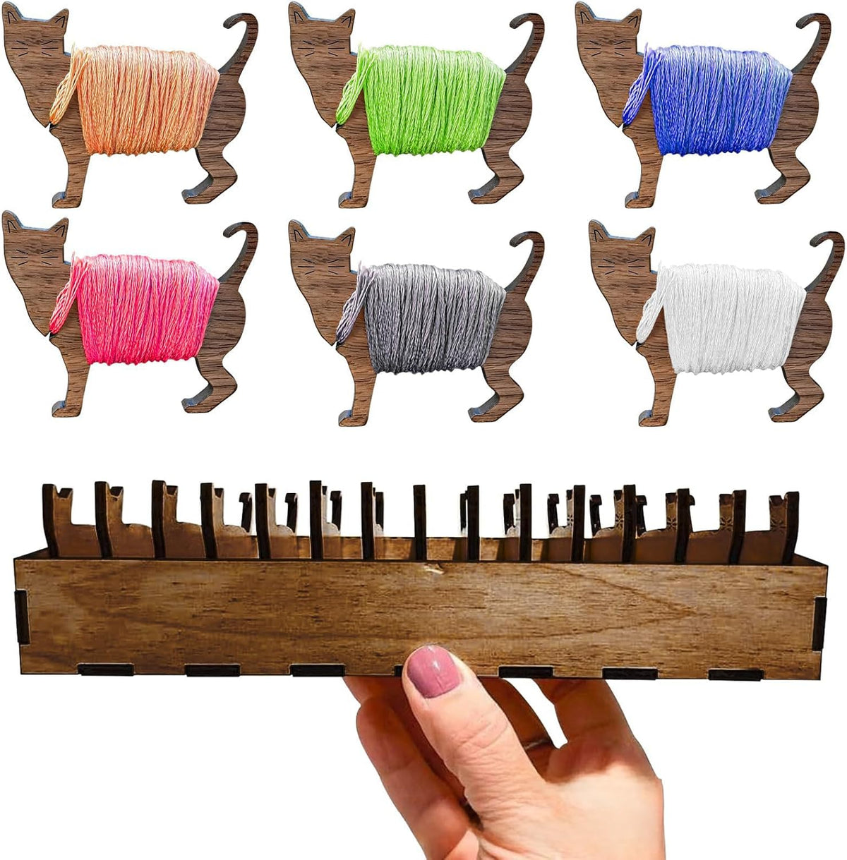 15 Pcs Set Wooden Animal Bobbin Set, Embroidery Thread Bobbins