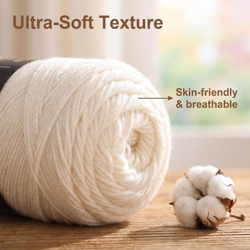 1 Roll 4-Ply Milk Yarn, Acrylic-Polyester Blend for Knitting (#83)