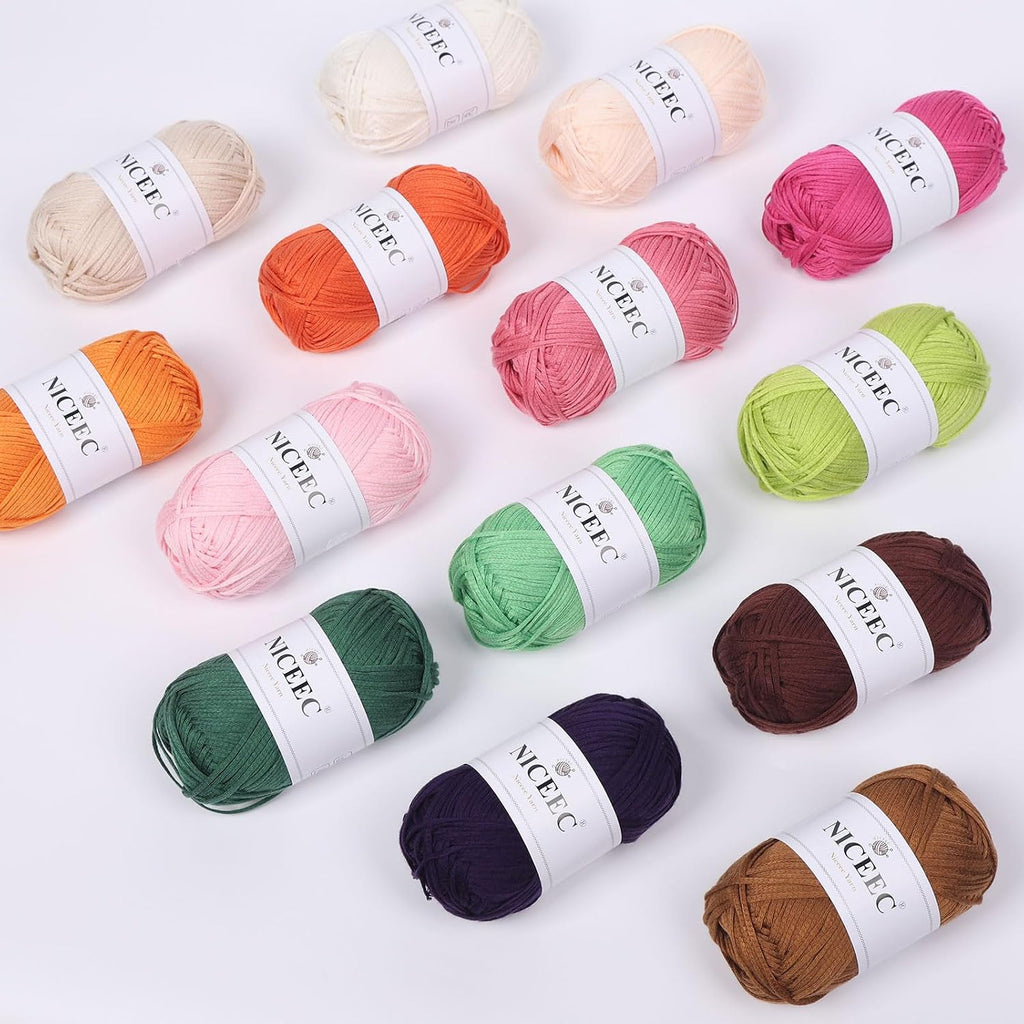 NICEEC 4 Skeins Soft Tube Yarn 100% Acrylic - Dark Pink