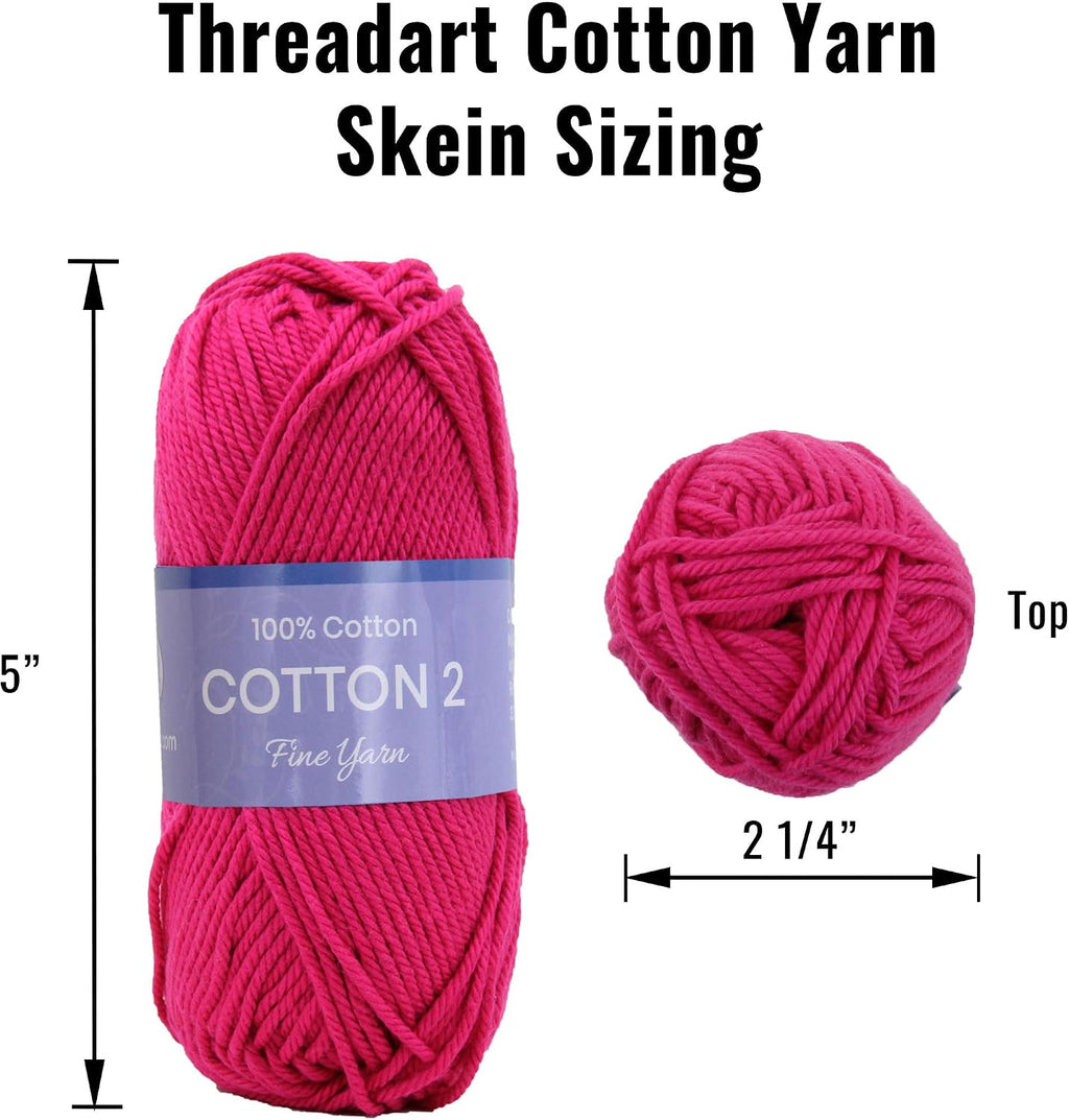 ThreadArt Cotton Crochet Yarn, Fine #2 Sport, 165yd, Teal 3539