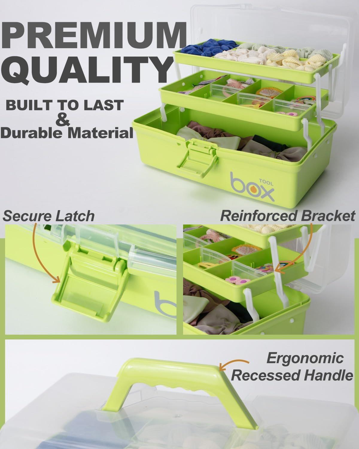 TERGOO 12in 3-Layer Plastic Craft Organizers and Storage, Portable