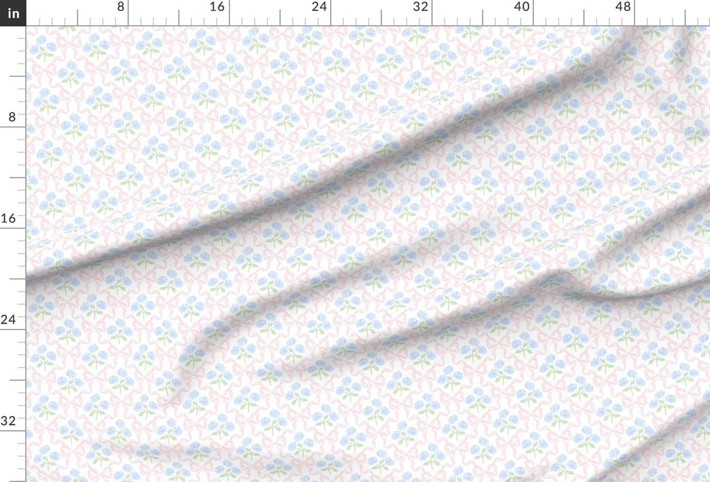 Spoonflower Fabric Preppy Bow Floral Delicate on Essex Linen