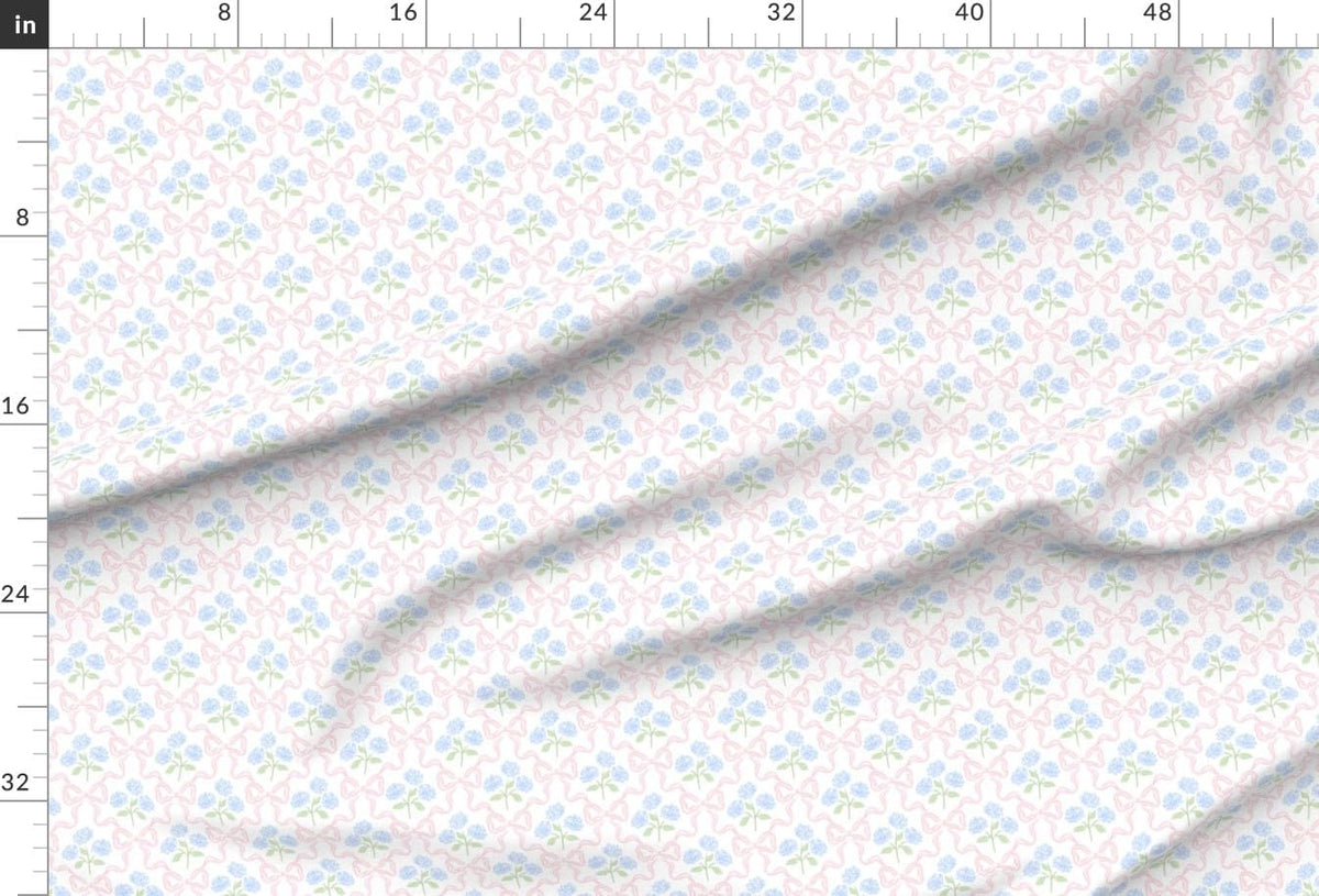 Spoonflower Fabric Preppy Bow Floral Delicate on Essex Linen