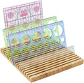 PH PandaHall 18-Slot Wooden Quilting Ruler Holder, 7.87x8.27 inch