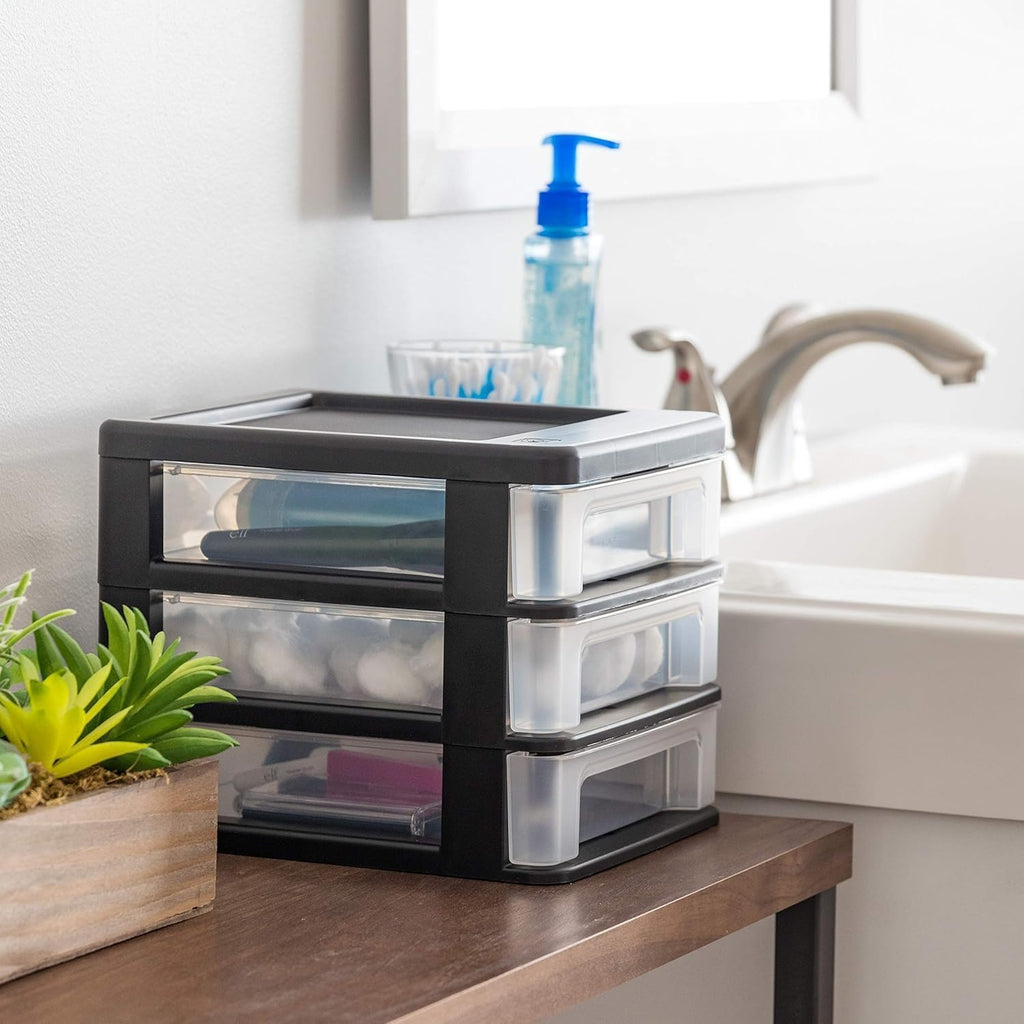 IRIS USA 4-Pack, 3-Drawer Small Plastic Stacking Desktop Organizer