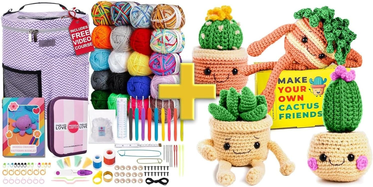 MODDA Crochet Kit with Bag and Cactus Crochet kit