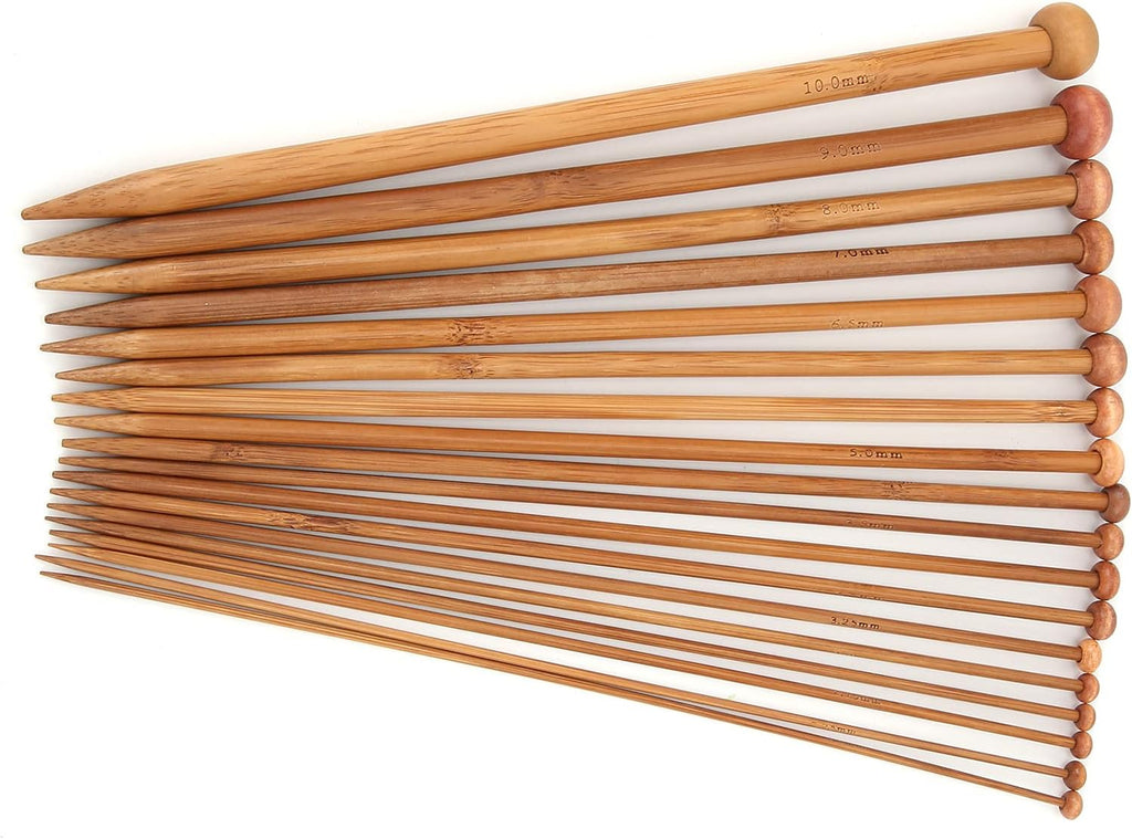 KIMISS 36Pcs Single Point Knitting Needles, Bamboo Material